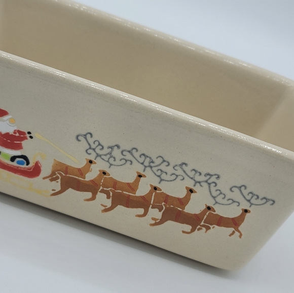 Nantucket Christmas Ceramic Mini Loaf Pans Vintage Ornaments & Santa Set of 2 - Picture 12 of 15